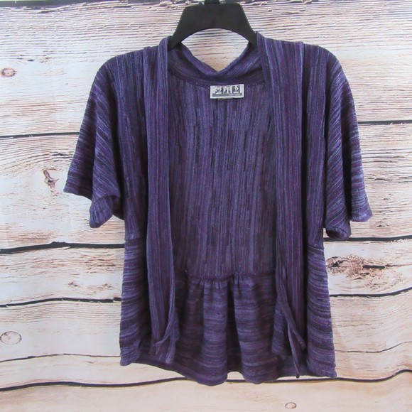 Two One Two 212 New York Med Purple Knit Cardigan - Picture 3 of 4